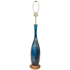 Danish Modern Blue Ceramic Table Lamp