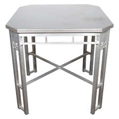 Art Deco Aluminum and Bakelite Laminate Top Cafe Table