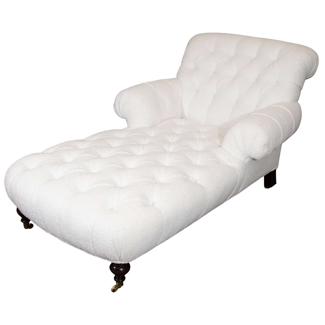 Exceptional White Tufted Terrycloth Recamier For Sale