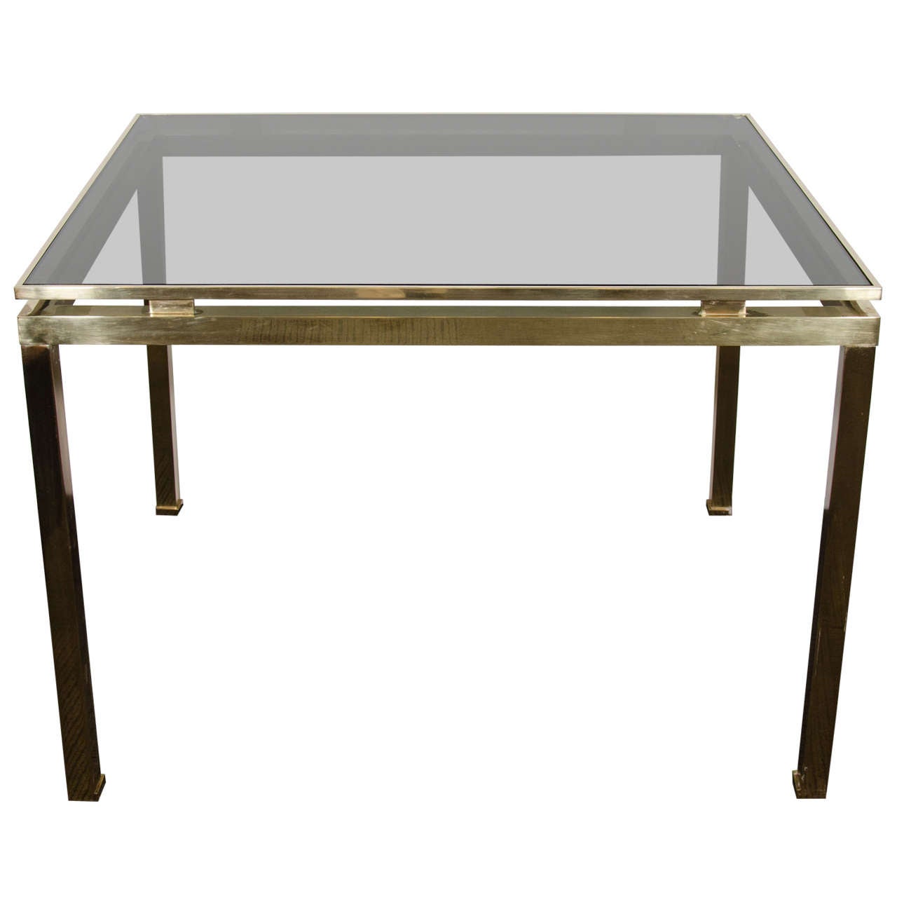 Midcentury Guy Lefevre for Maison Jansen, Brass and Glass Table or Desk