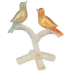 Formia Muranoglas-Skulptur aus der Jahrhundertmitte mit Vögeln