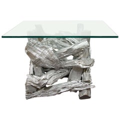 Midcentury Silver Resin Driftwood Table