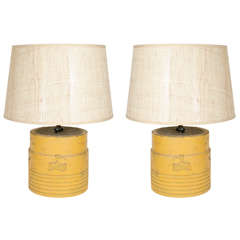 Used Industrial Pair of Cast Iron Table Lamps Made from Oil Well Drilling Sleeves