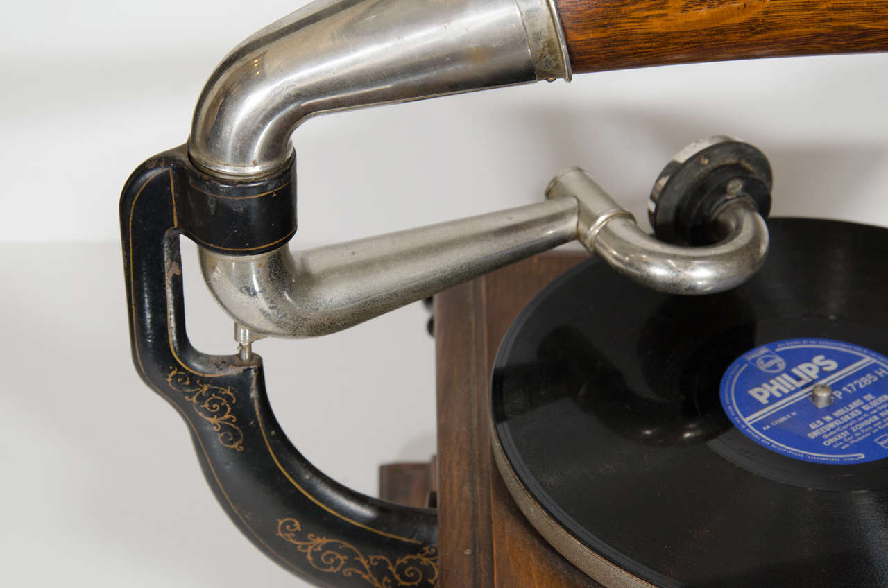 American Antique Victor II Phonograph with Oak Horn