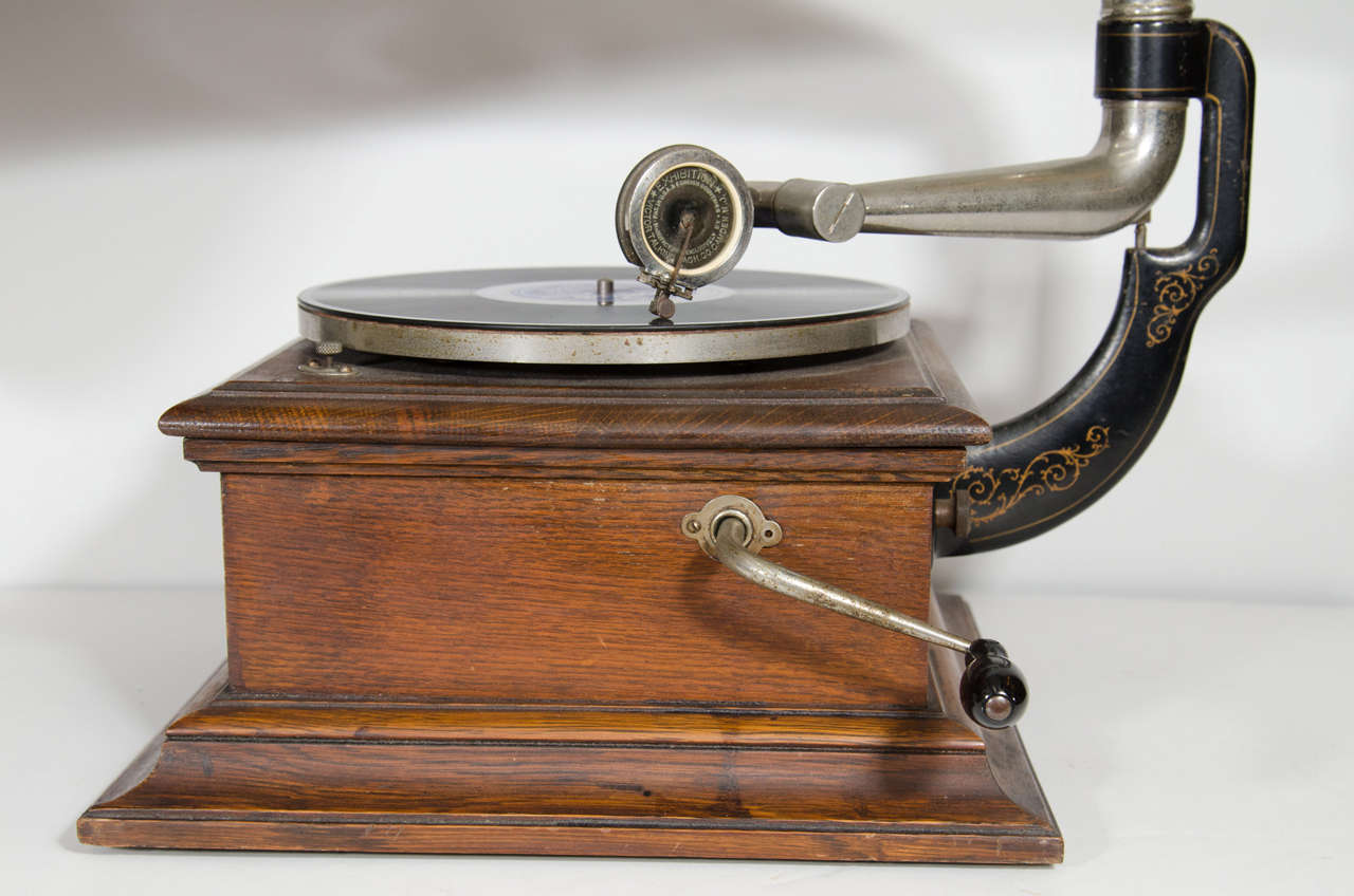 20th Century Antique Victor II Phonograph with Oak Horn