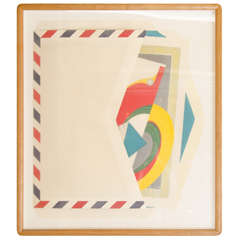 Midcentury Print by Artist Kazumi Amano Titled "Mailing A"