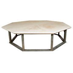 Vintage Midcentury Marble and Steel Octagonal Coffee Table by George Ciancimino