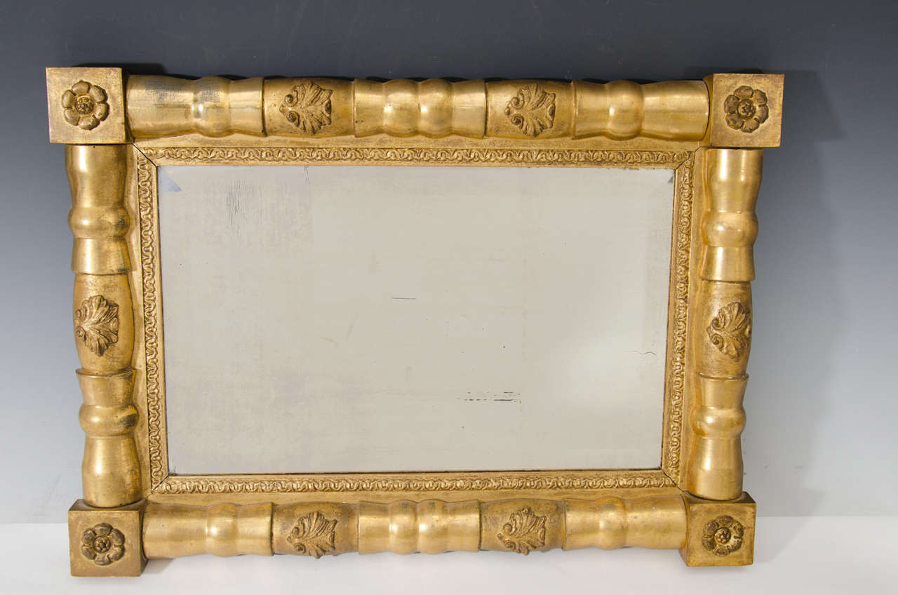19th Century Federal Beveled Mirror with Gold Leaf Finish