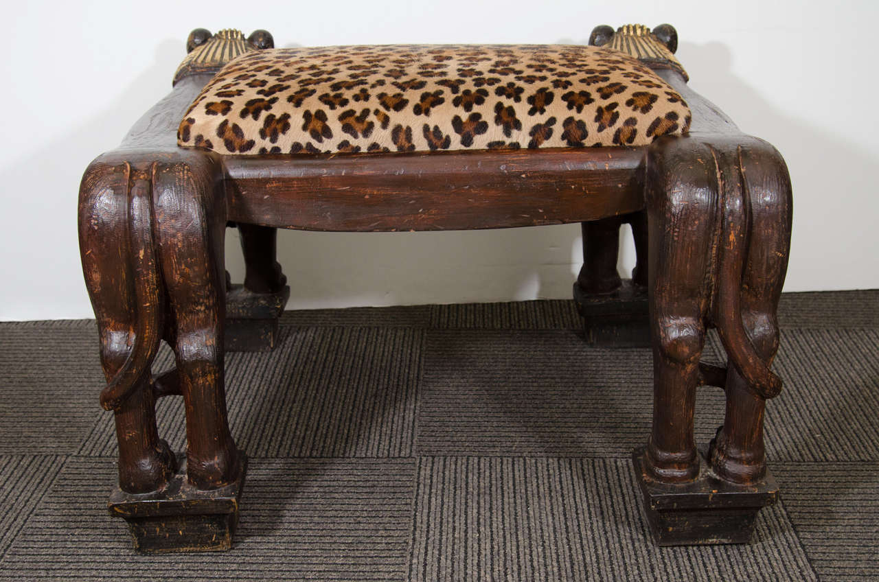 Egyptian Revival Style, Highly Decorative, Carved Wood Lion Bench In Good Condition In New York, NY