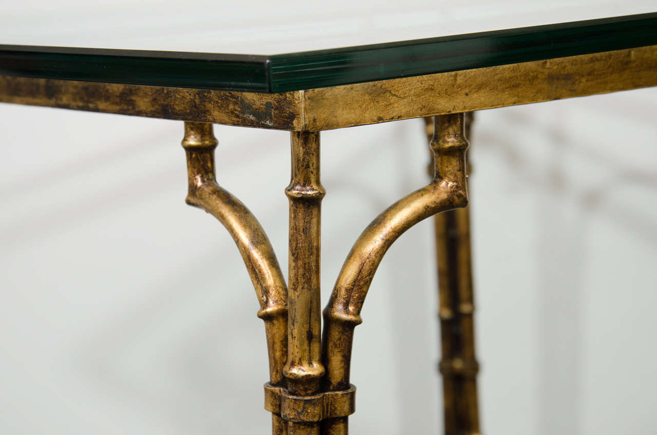Gilt A Midcentury Gold Leaf Metal Card Table by LaBarge