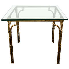 A Midcentury Gold Leaf Metal Card Table by LaBarge