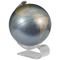 A Vintage 1970's World Globe on a Lucite Base by Replogle