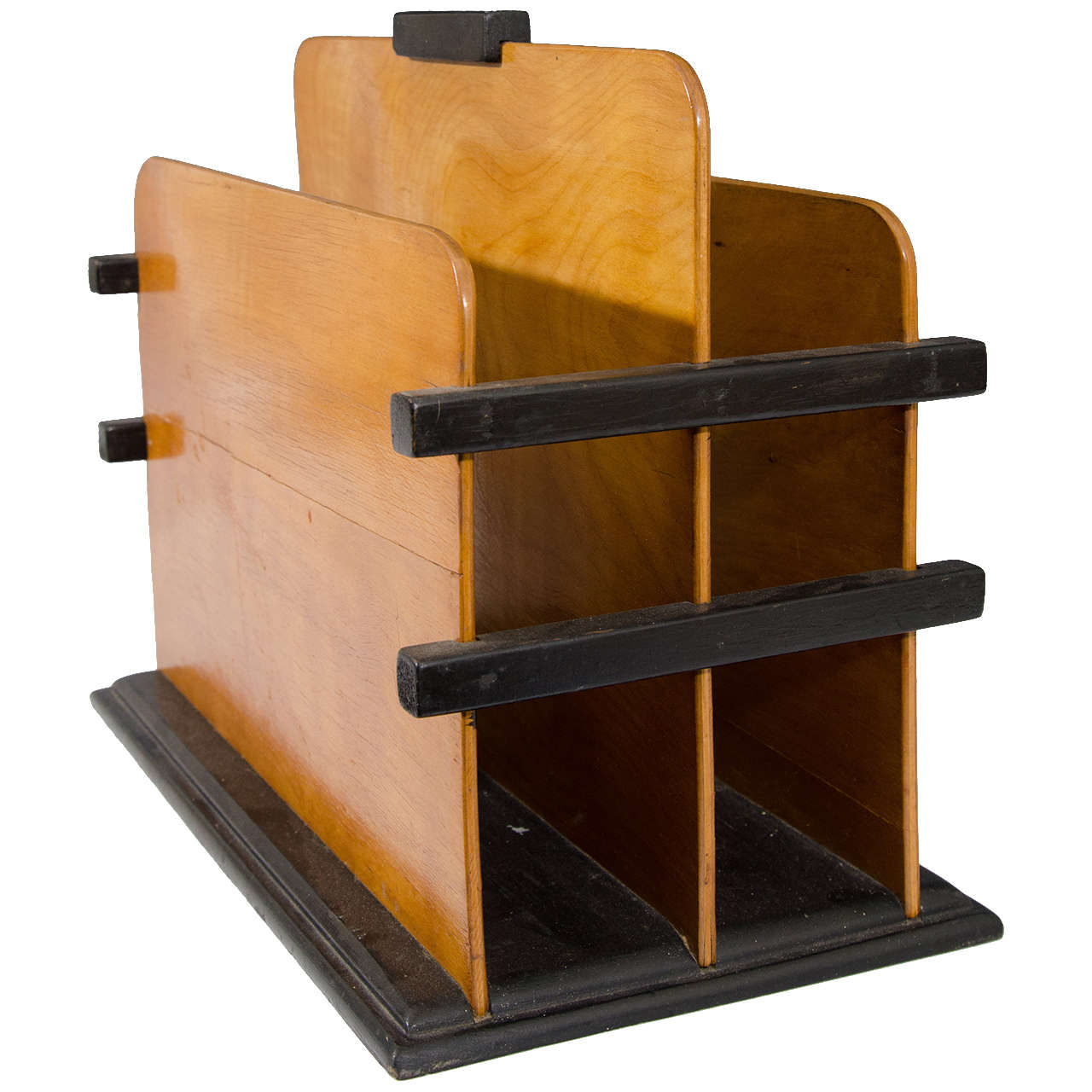 Art Deco Wooden Magazine Rack with Black Accents