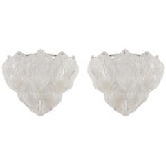 Gorgeous Pair of Camer Murano Glass Leaf Sconces