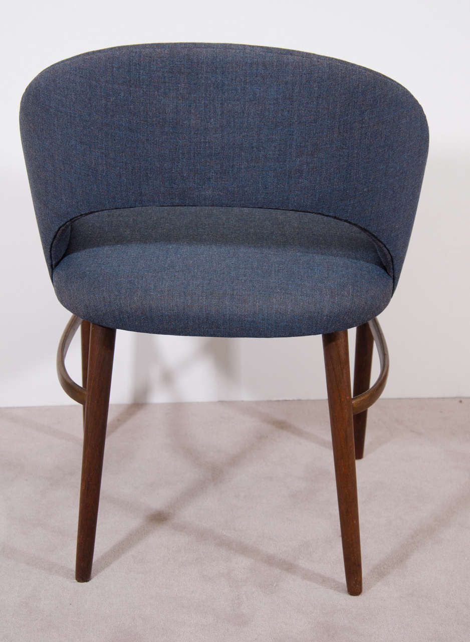 Textile Danish Modern Side Chair by Designer Frode Holm