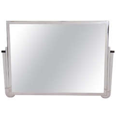 Striking Art Deco Italian Chromed Bronze Skyscraper Wall Mirror
