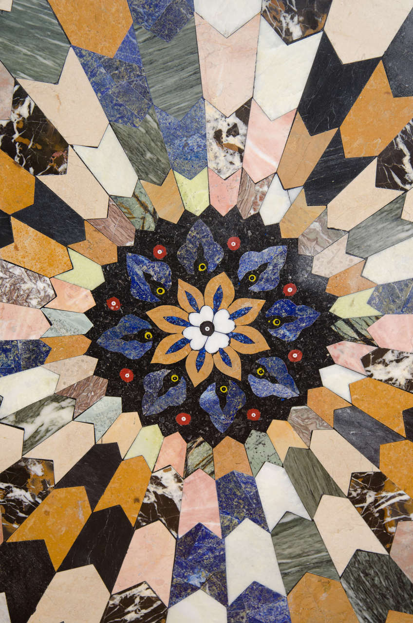 A Colorful Italian Pietra Dura Decorative Tabletop In Good Condition In New York, NY