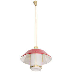 Midcentury Red Stilnovo Pendant Light