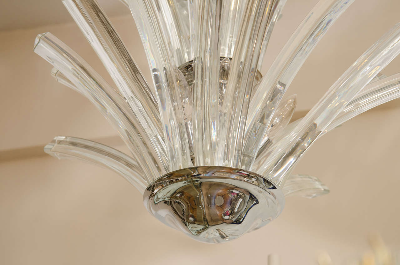 Italian 20th Century Two-Tier Murano Curved Glass Chandelier