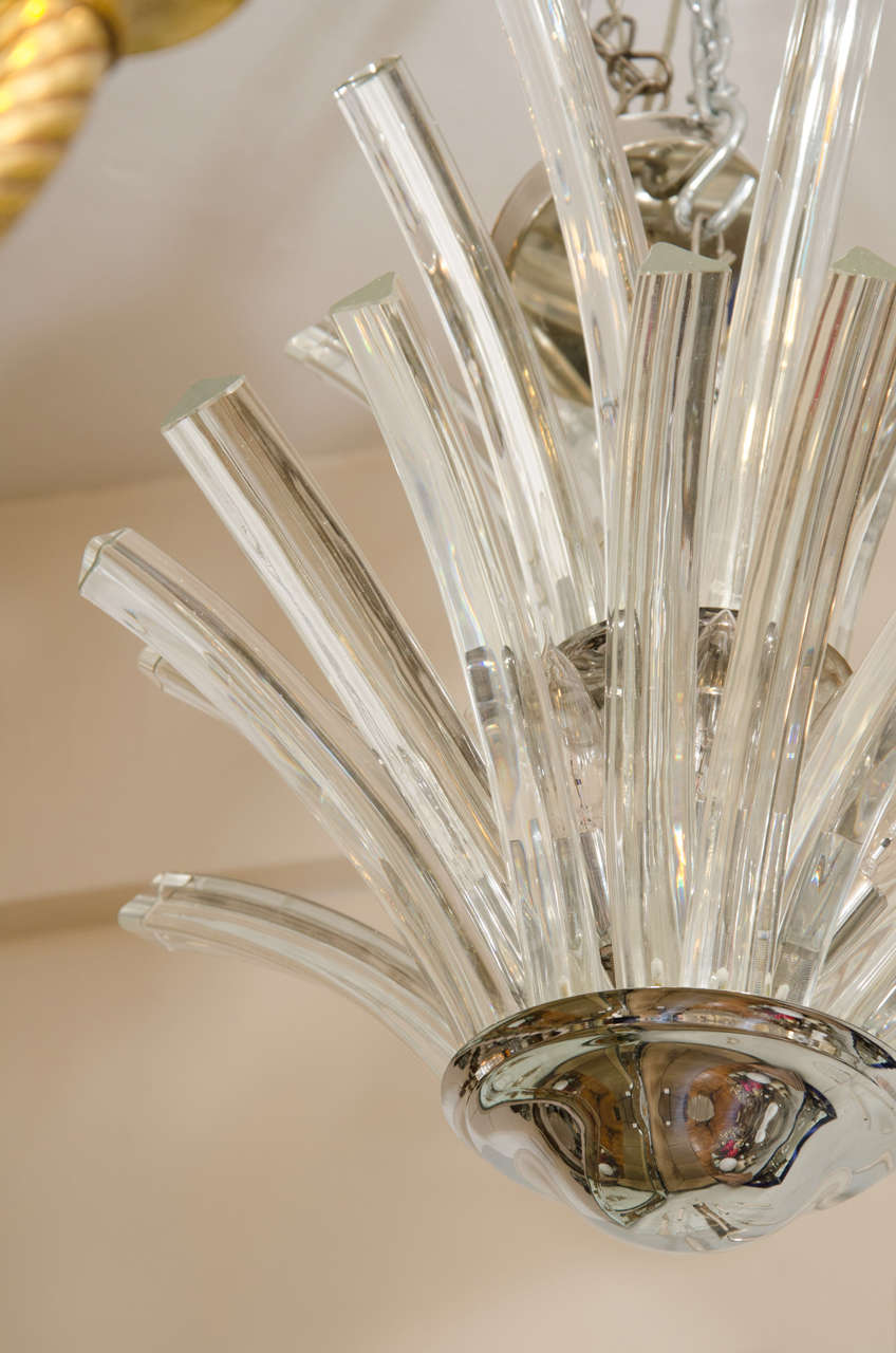 20th Century Two-Tier Murano Curved Glass Chandelier In Good Condition In New York, NY