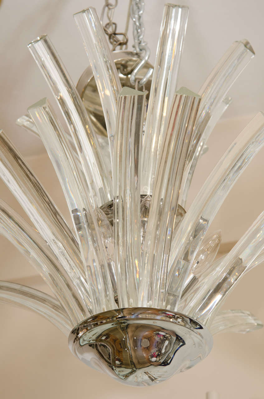 20th Century Two-Tier Murano Curved Glass Chandelier 1