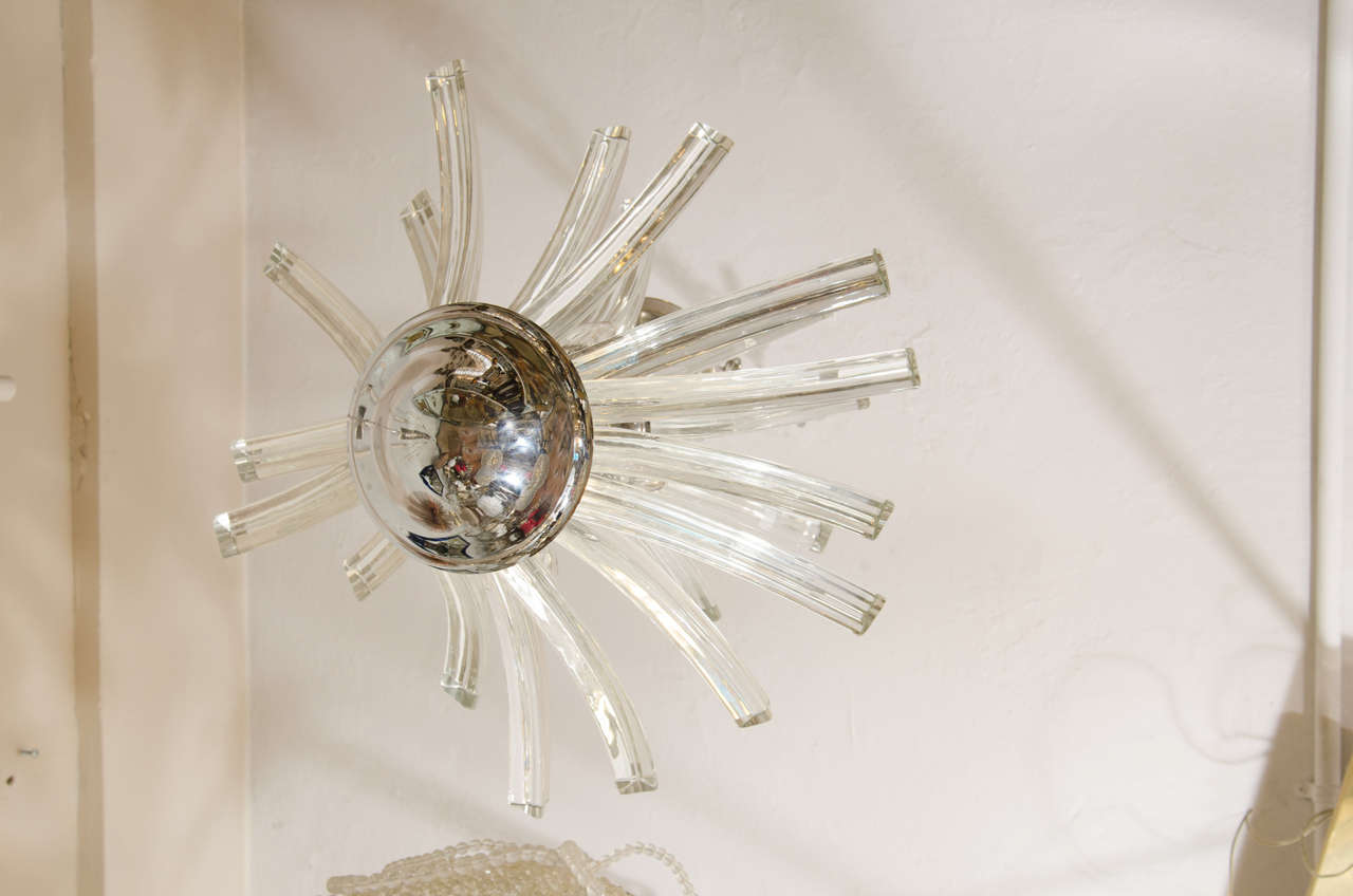 20th Century Two-Tier Murano Curved Glass Chandelier 2