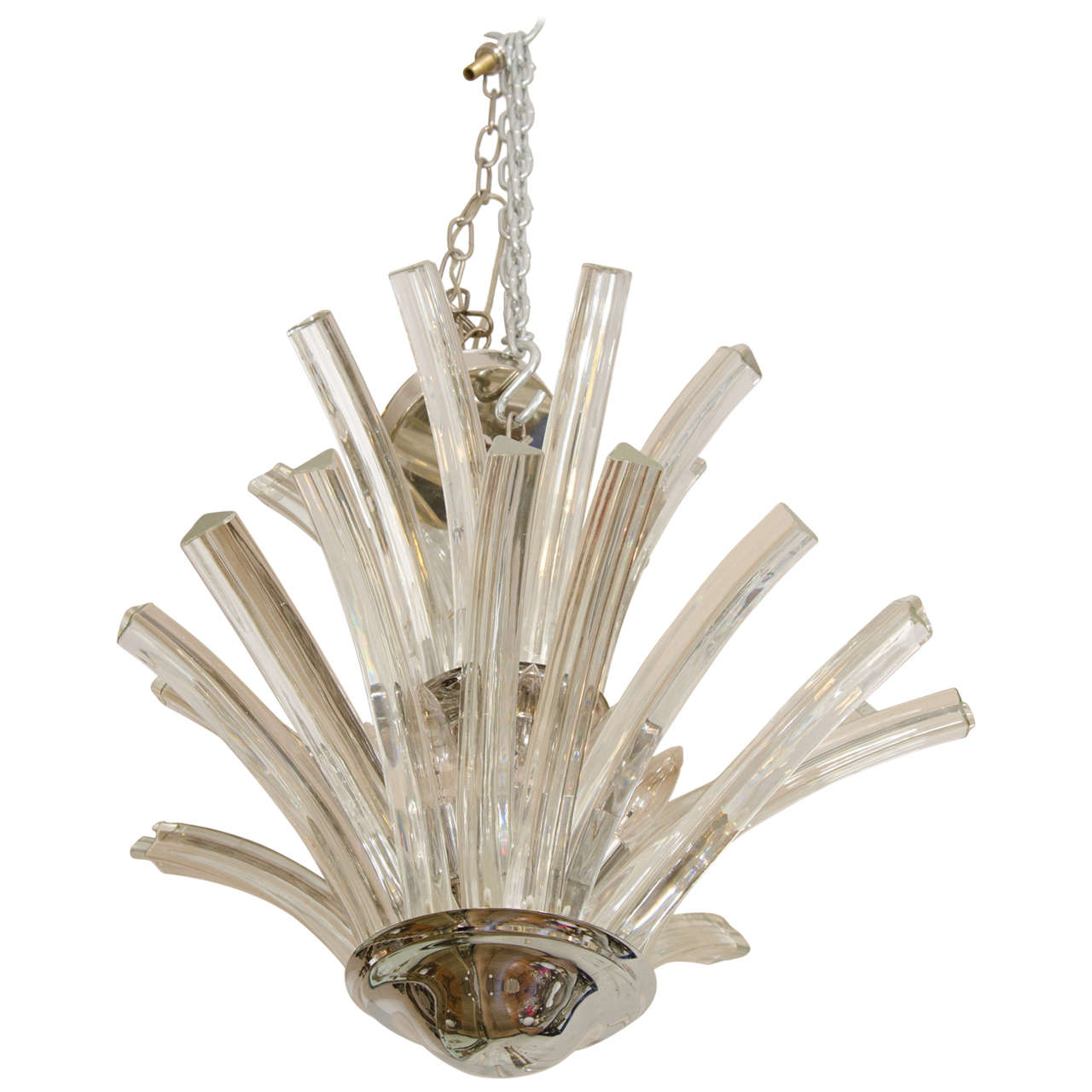 20th Century Two-Tier Murano Curved Glass Chandelier