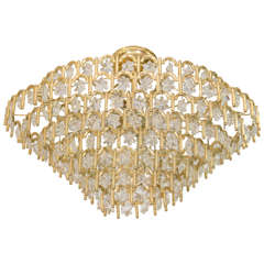 A Midcentury Austrian Crystal Glass Snowflake Chandelier 2