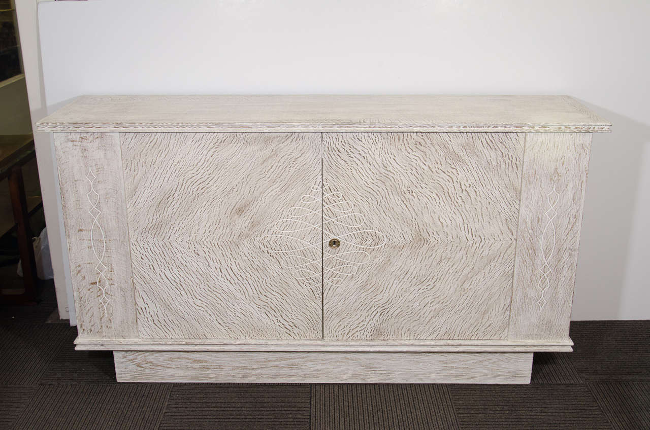 Glamorous French Cerused Oak Cabinet in the Manner of Andre Arbus