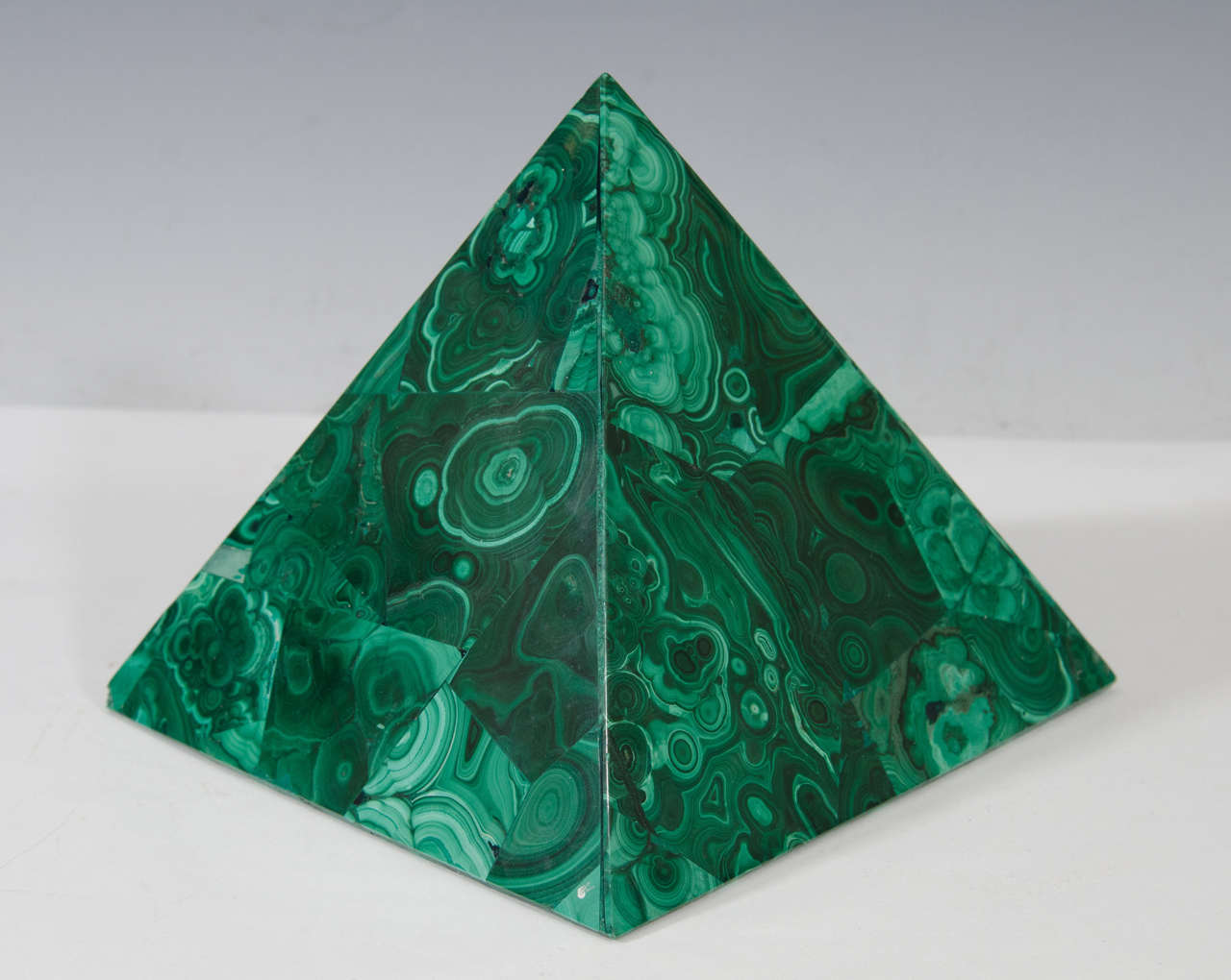 Decorative Malachite Pyramid with Green Swirl Detailing at 1stDibs