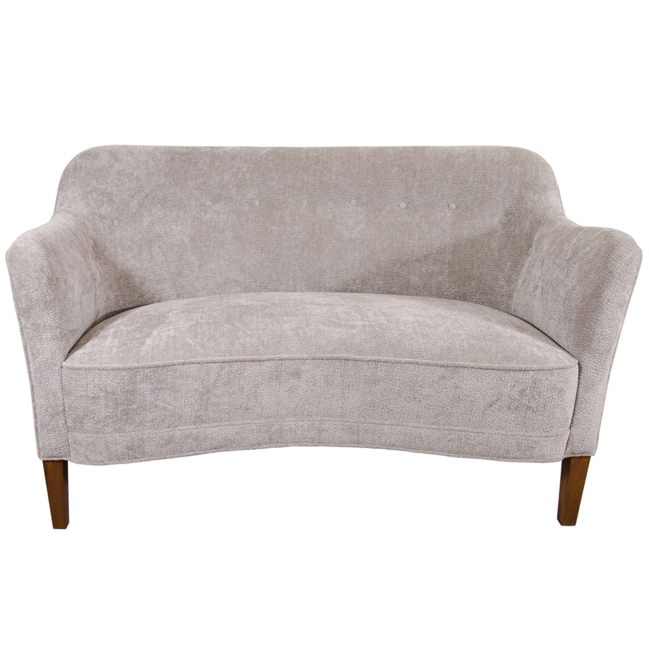Scandinavian Modern Loveseat Newly Reupholstered in Gray For Sale at