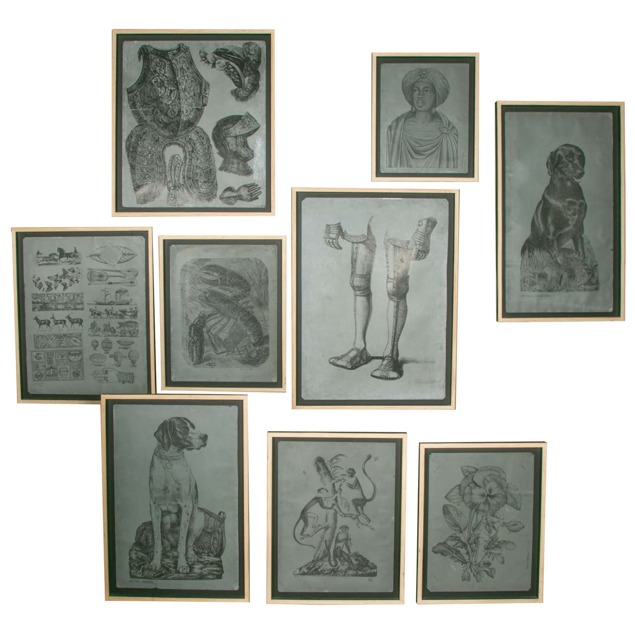 Rare Collection of Serigraphy Plates from Piero Fornasetti's Workshop For Sale