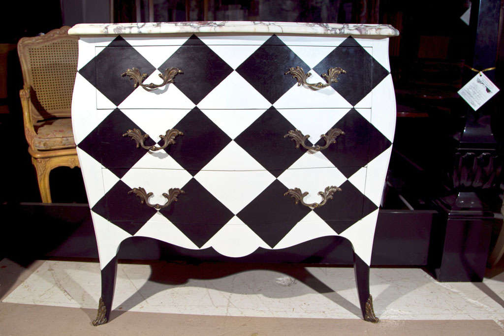 Mid-20th Century French Painted Marble-Top Commode