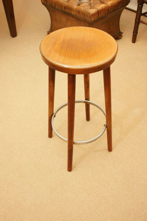 Five 1950's Ashwood and Steel Bar Stools