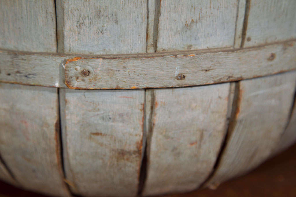 Folk Art Necessary Bluish-Grey Wood  Bucket