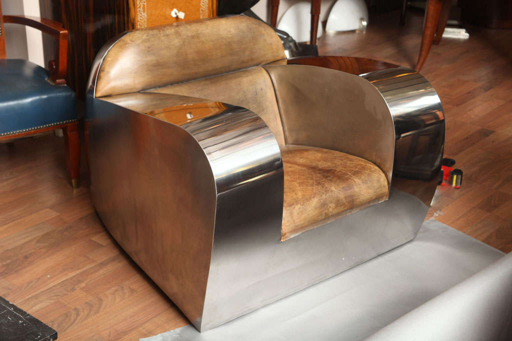 Jonathan Singleton  Stainless Steel Club Chair