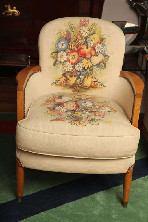 French 5 Piece Aubusson Upholstered Seating Set By Jules Leleu