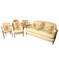 5 Piece Aubusson Upholstered Seating Set By Jules Leleu