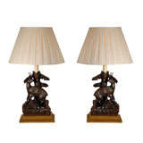 Pair Black Forest Lamps
