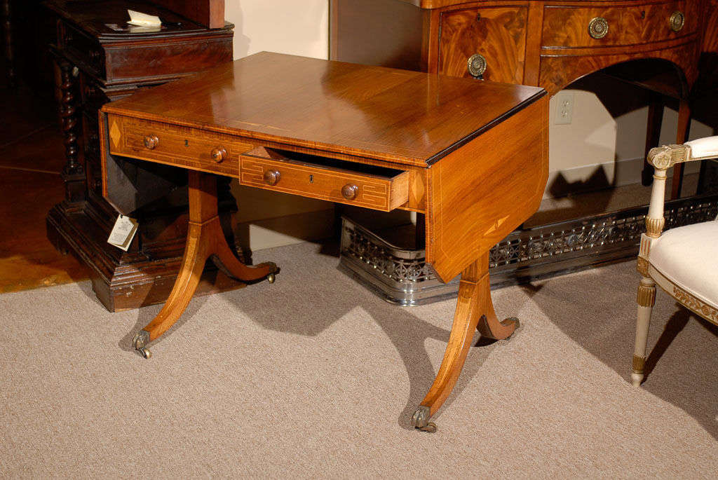 19th Century Inlaid English Sofa Table in Briarwood 2