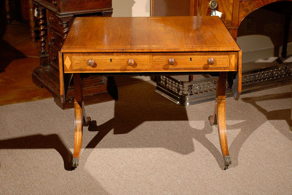 19th Century Inlaid English Sofa Table in Briarwood 3