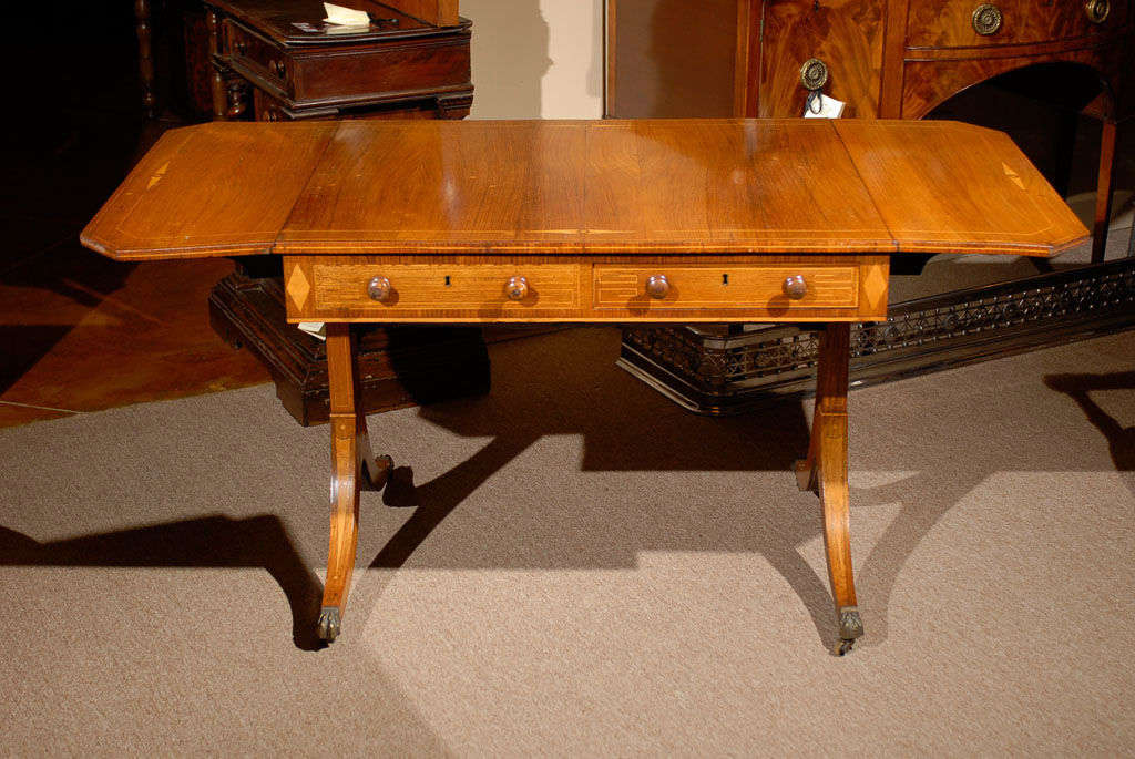 19th Century Inlaid English Sofa Table in Briarwood 4