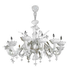 Amazing Vintage Murano Frosted Chandelier
