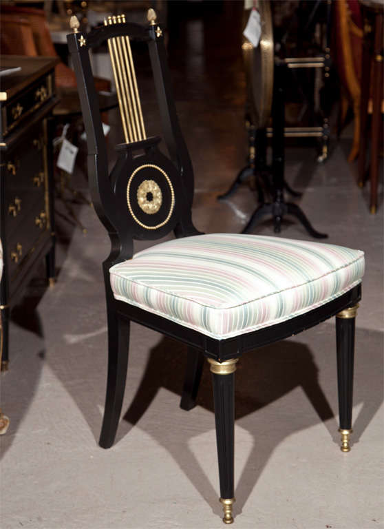 French Set of 6 Lyre Back Chairs by Jansen