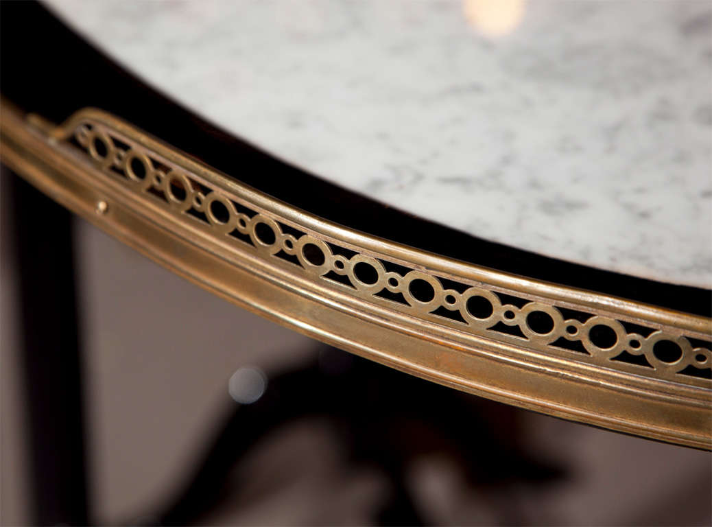 Mid-20th Century Hollywood Regency Marble-Top Ebonized Tilt-Top Table Attributed to Jansen