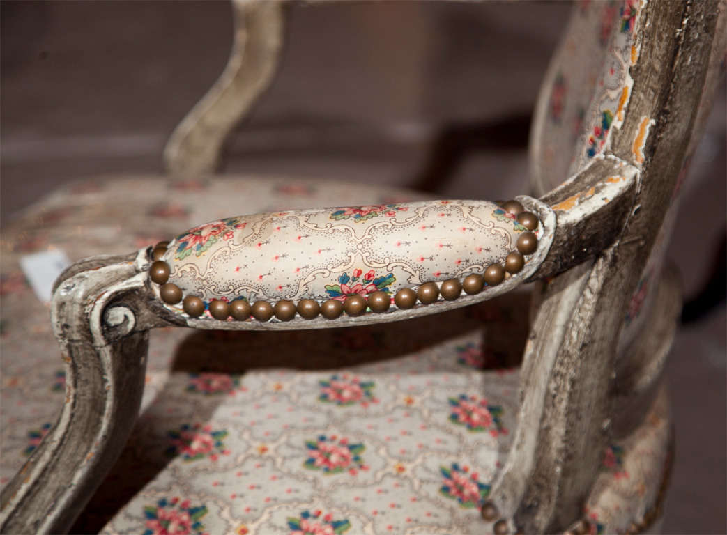 French, Painted Louis XIV Style Childs or Doll Armchair by Jansen In Good Condition For Sale In Stamford, CT