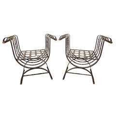 Pair of Metal Garden Benches 1