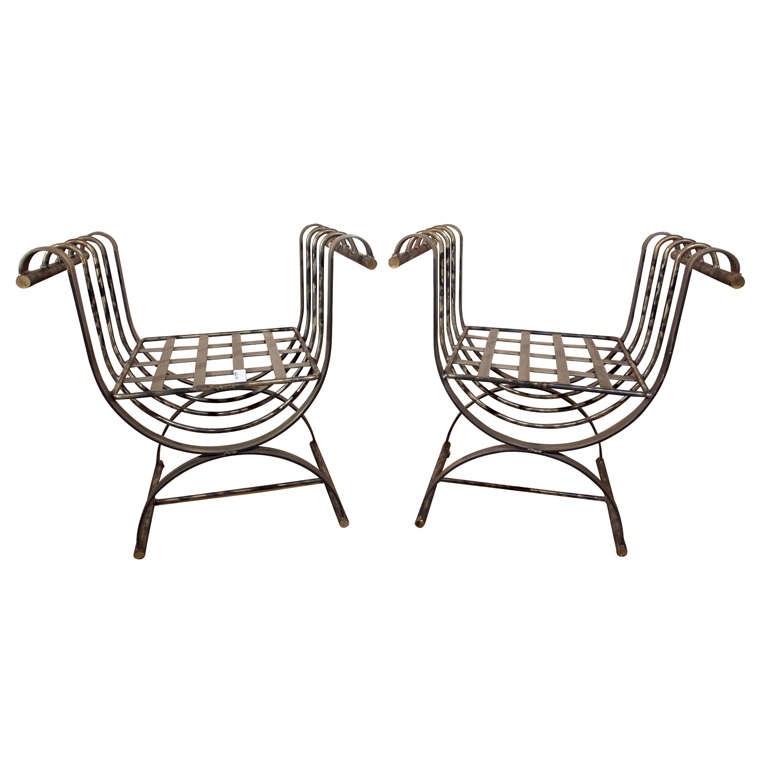 Pair of Metal Garden Benches