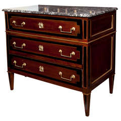 Antique French Marble Top Mahogany Dresser/Secretary