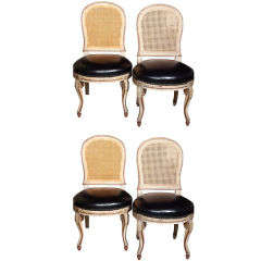 Set of 4 French Caned Back Side Chairs